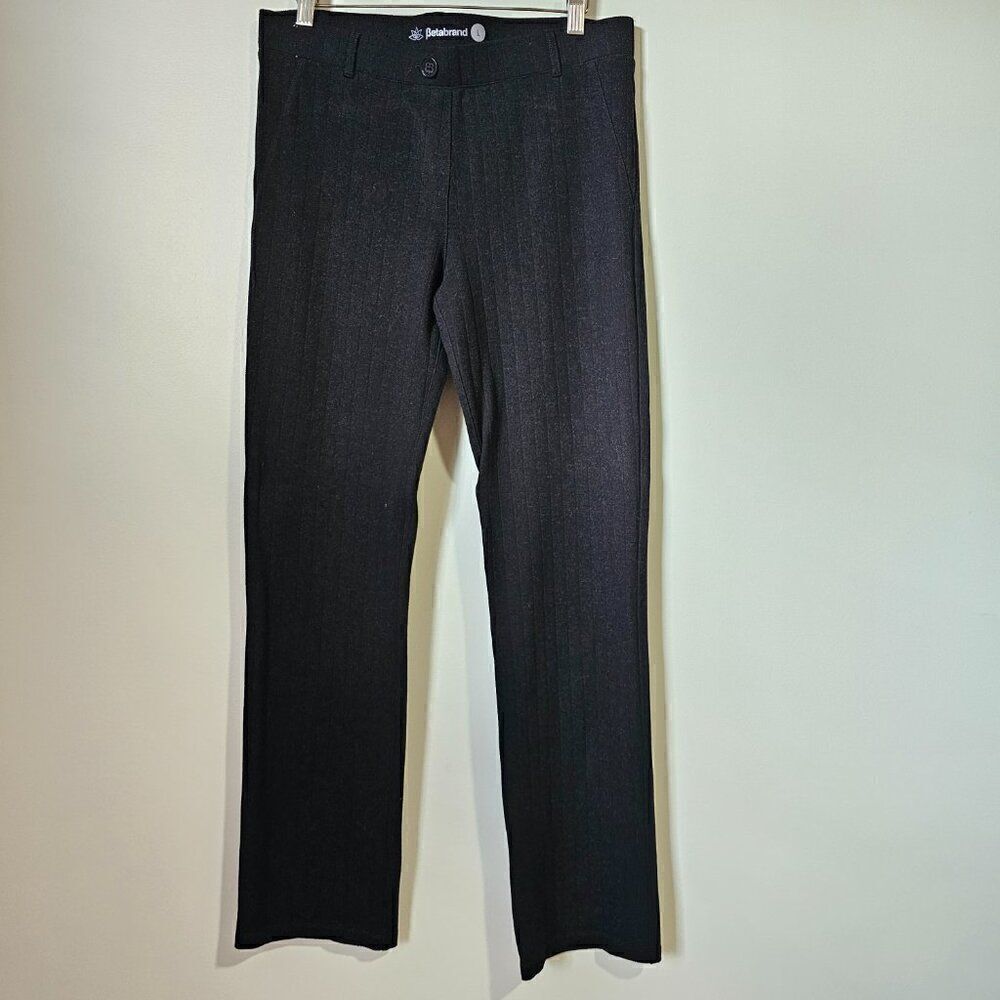 EUC BETABRAND BLACK RIBBED CLASSIC DRESS PANT / YOGA PANT STRAIGHT SIZE LARGE